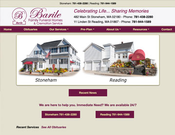 Barile Family Funeral Homes, Stoneham and Reading, MA