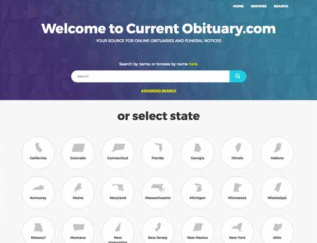 CurrentObituary.Com Screenshot